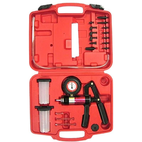thumbnail interactive-video image 1 of 21-Piece Hand Held Vacuum & Pressure Pump Tester Kit – Brake Bleeder Tool Set With Case 1 of 6